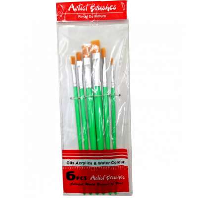 6PCS Oil, Acrylics & Water Colour Blue Plastic Handle Artist Brushes