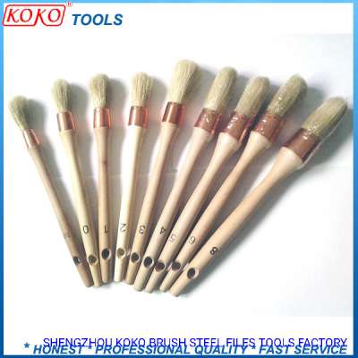 K03 Pouch Round Bristles Head Wooden Handle French Spanish Type Round Head Brush