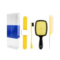 4PCS Vented Cushion Sharp Tail Detangling Edge Control Bracelete Brush Paddle Hair Brush Comb Set