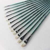 Artist paint brushes set,filbert head goat hair long polished handle paint brush pen,Wholesale oil painting brush.