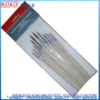 12PCS Natural Wooden Handlle Wool Wire Artist Brushes