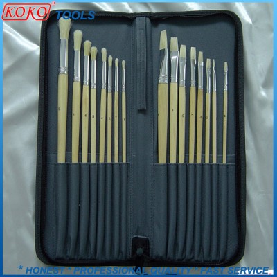 16PCS Natural Wood Artist Brush in Nylon Bag (07357)